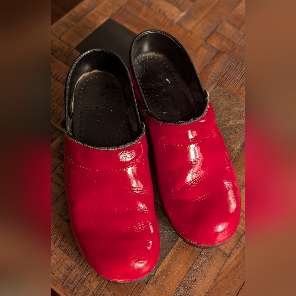 Dansko Red‎ Leather Clogs